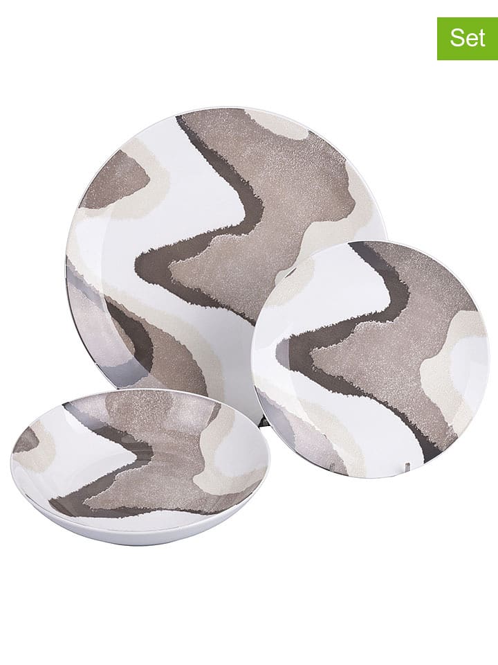 Villa d ́Este 18tlg. Tafelservice "Sand" in Beige/ Weiß - 33% | Gedeckter-tisch