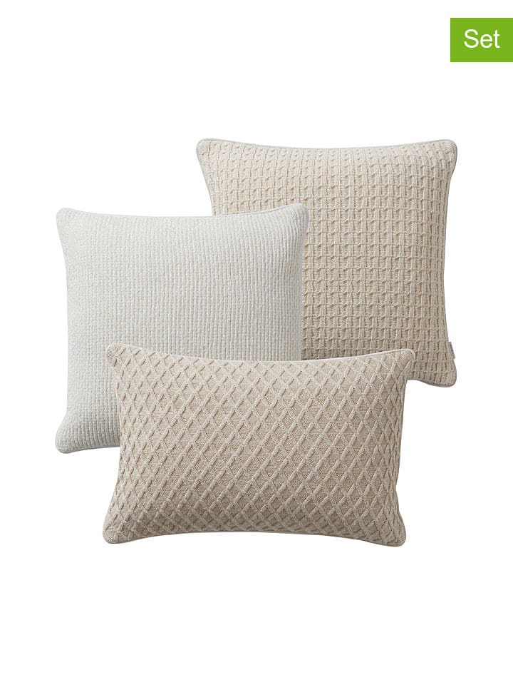 Jotex 3er-Set: Kissenhüllen ''Mila'' in Creme - 33% | Größe 50x50 cm | Dekokissen
