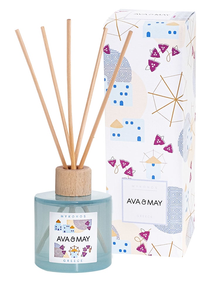 AVA & MAY Raumerfrischer "Mykonos" in Hellblau - 100 ml - 35% | Kerzen-vasen