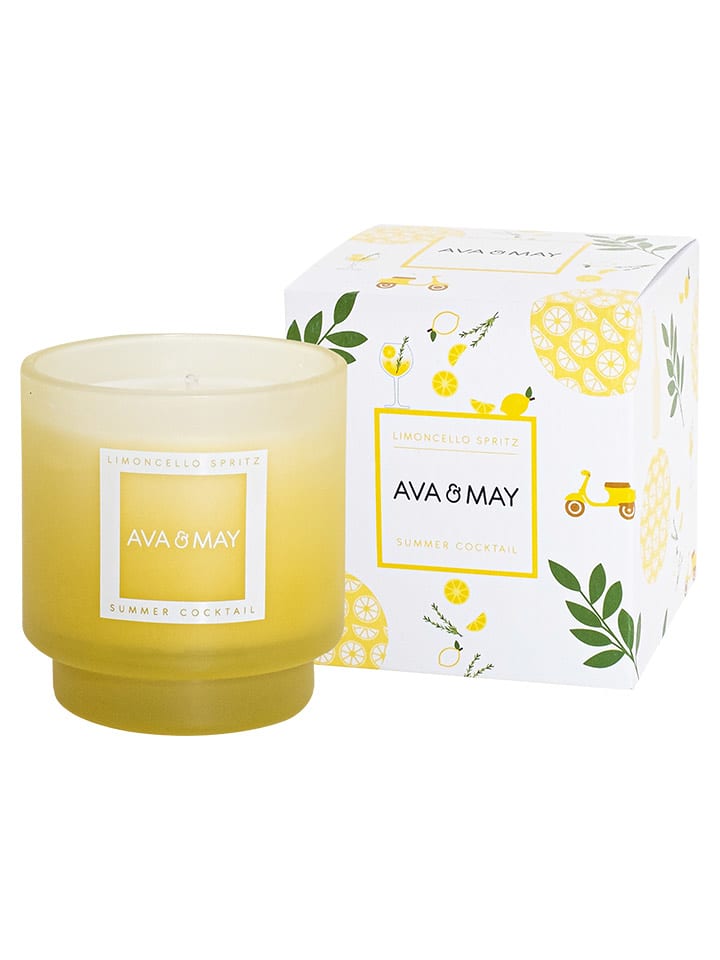 AVA & MAY Duftkerze "Limoncello Spritz" in Gelb - 200 g - 60% | Kerzen-vasen