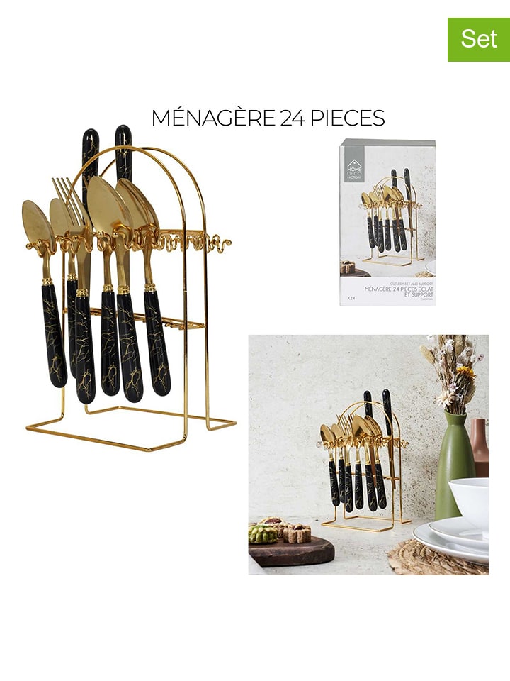 every ware 25tlg. Besteckset in Schwarz/ Gold - 42% | Gedeckter-tisch