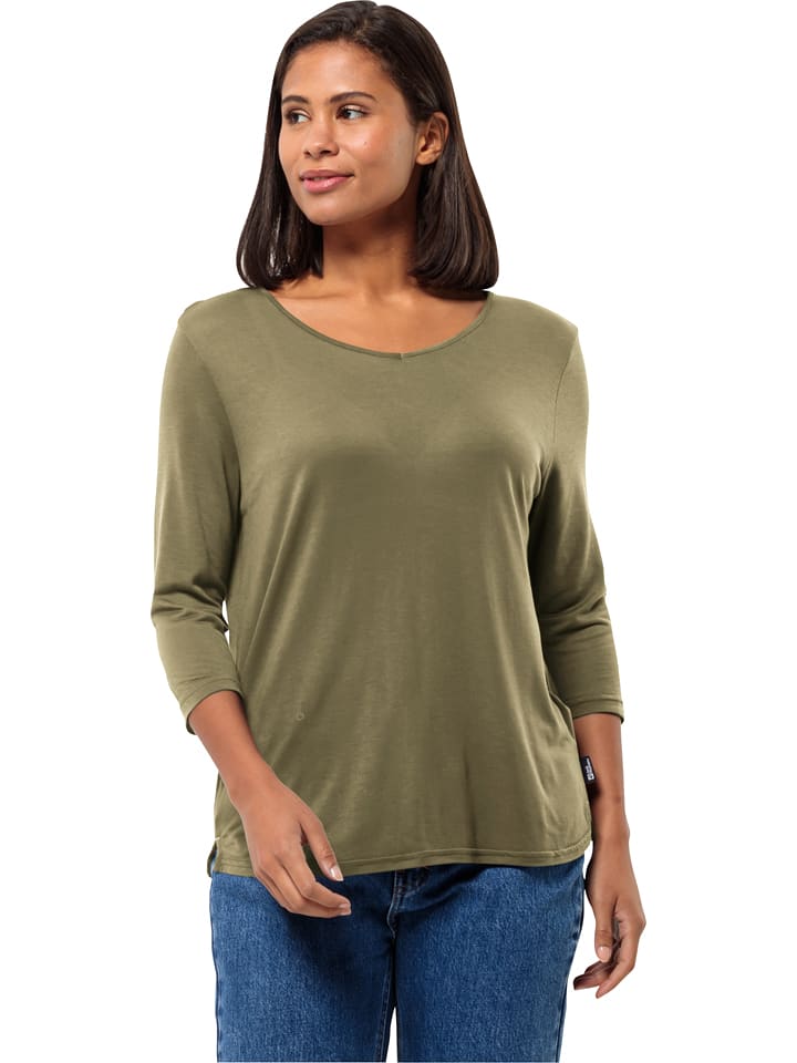 Jack Wolfskin Funktionsshirt "Mola" in Khaki - 50% | Größe M | Damen-outdoor-tops-shirts