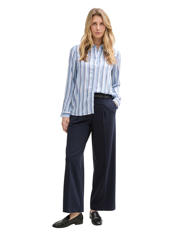 Tom Tailor Bluse in Hellblau/ Grau/ Weiß - 64% | Größe 38 | Damen-blusen