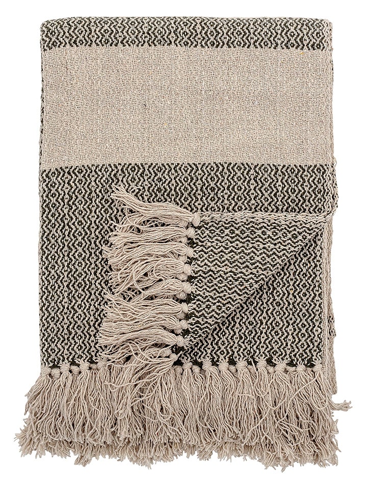 Bloomingville Plaid "Fidan" in Grün/ Beige - (L)160 x (B)130 cm - 22% | Decken