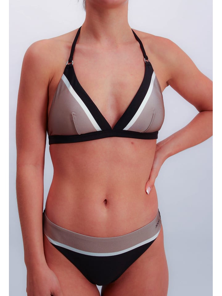 Joop! Bodywear Bikini-Oberteil in Beige/ Weiß/ Schwarz - 70% | Größe 38C-Cup | Damen-bademode