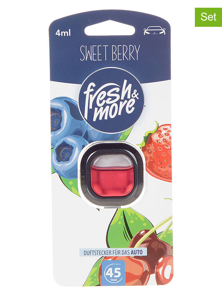 Fresh & More 4er-Set: Auto-Lufterfrischer "Sweet Berry", je 4 ml - 16% | Kerzen-vasen