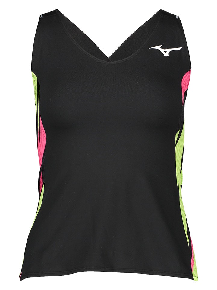 Mizuno Funktionstop in Schwarz/ Pink/ Grün - 53% | Größe M | Damen-outdoor-tops-shirts