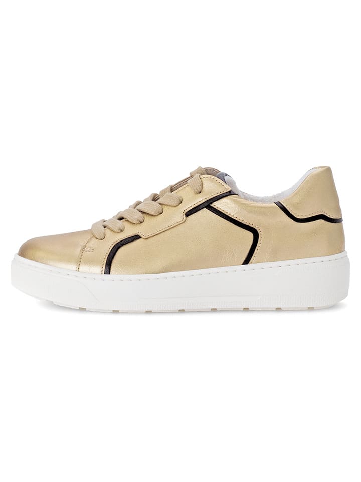 Gabor Leder-Sneakers in Gold/ Schwarz - 67% | Größe 38,5 | Damen-sneakers