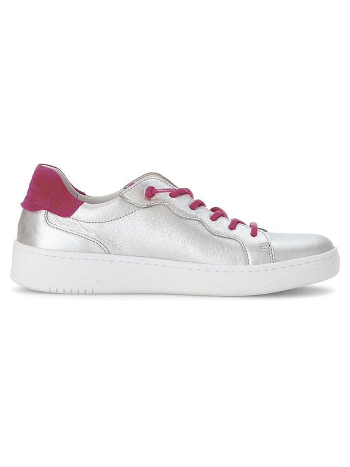 Gabor Leder-Sneakers in Silber/ Fuchsia - 75% | Größe 40 | Damen-sneakers