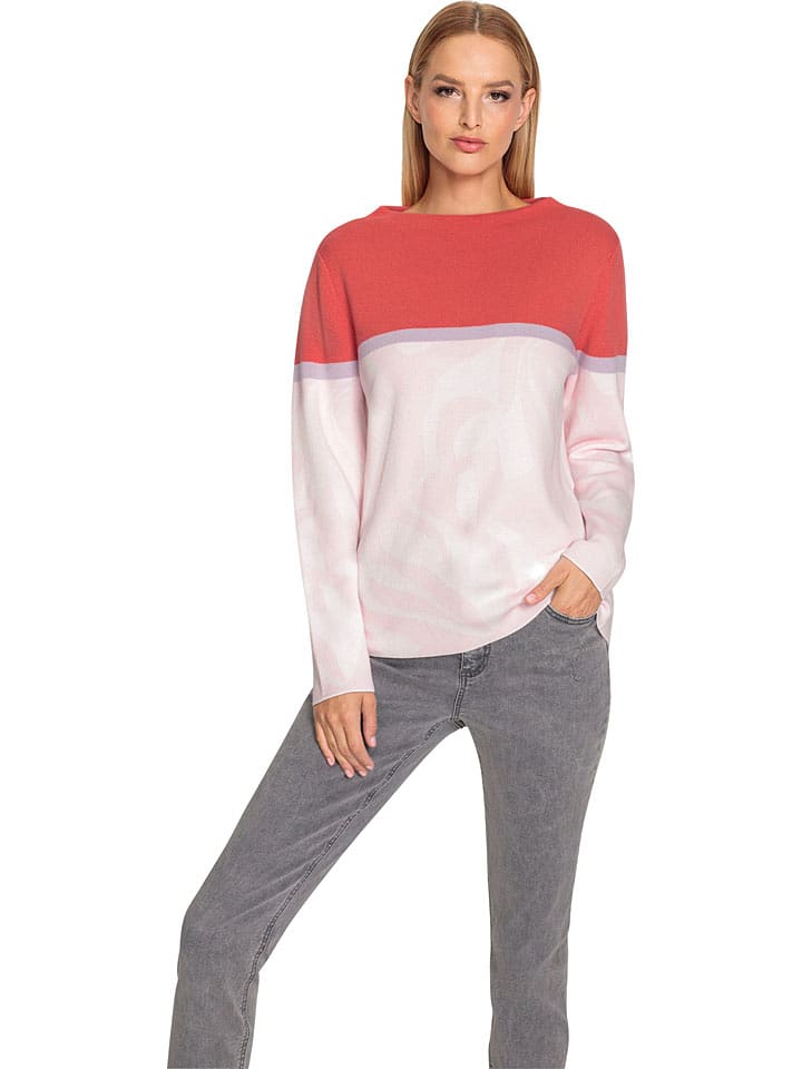 Heine Sweatshirt in Rot/ Lila/ Rosa - 76% | Größe 36 | Damen-sweatshirts-jacken