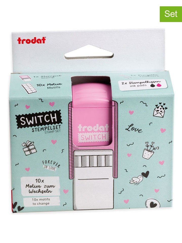 trodat 5tlg. Kreativstempel-Set: "Switch, Liebesbotschaften" in Rosa - onesize