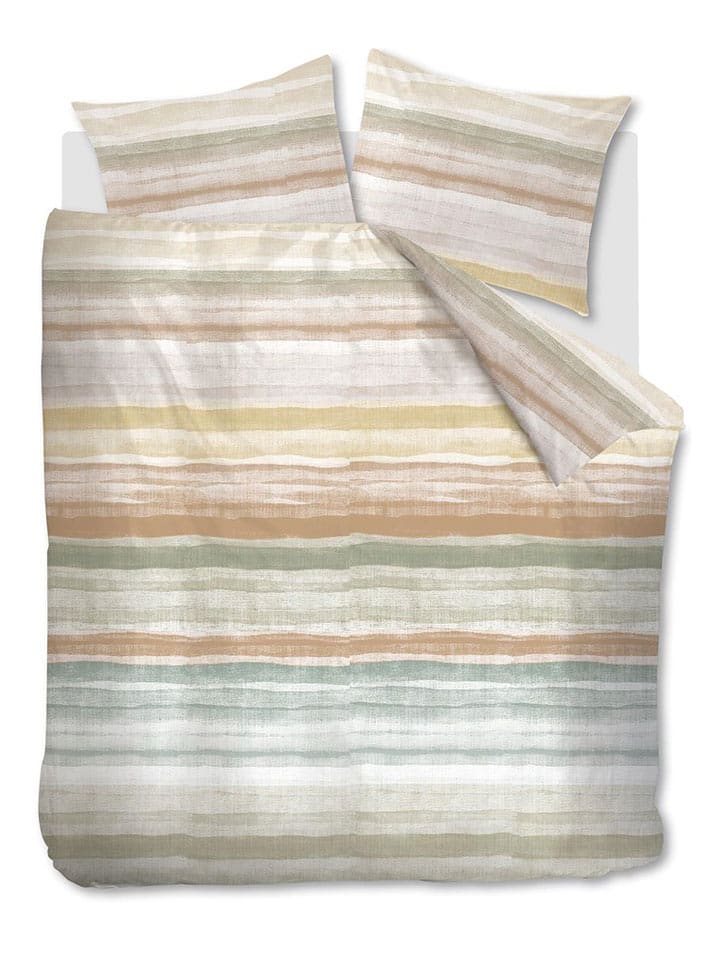 ariadne Flanell-Bettwäsche-Set ''Colour Play'' in Weiß/ Beige/ Grün - 38% | Größe 155x220 cm | Bettwaesche-bettwaren