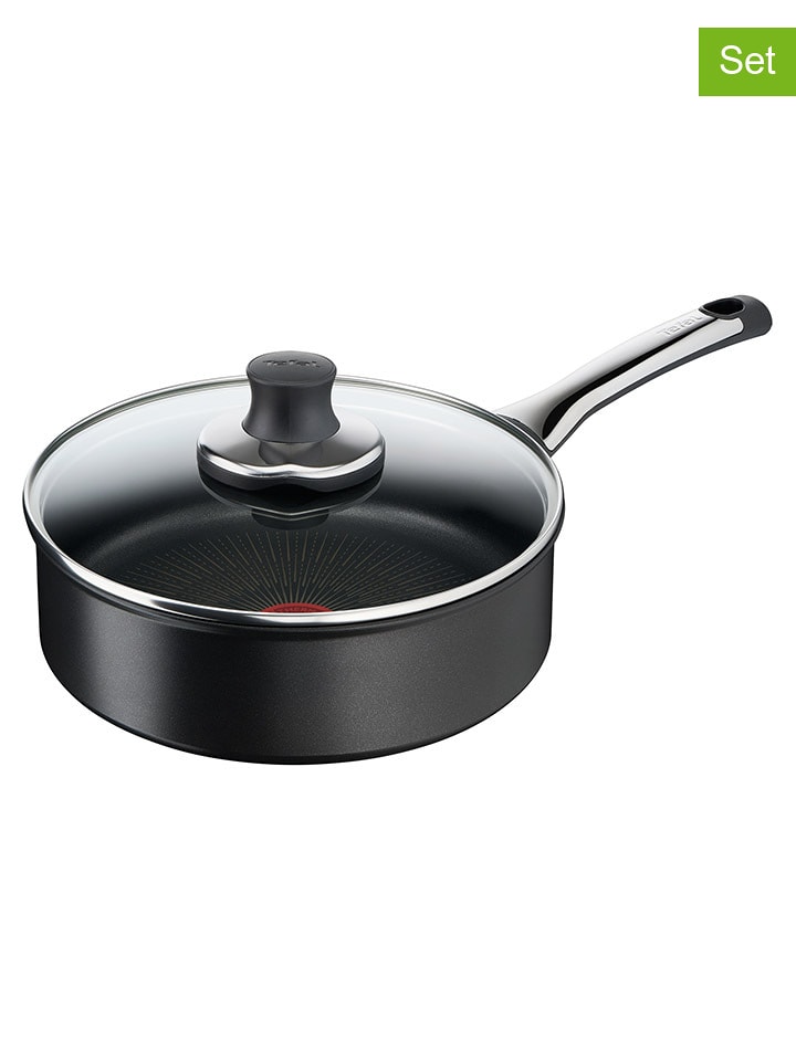 Tefal 2tlg. Set: Schmorpfanne "Unlimited" in Schwarz - Ø 24 cm - 22% | Kochgeschirr