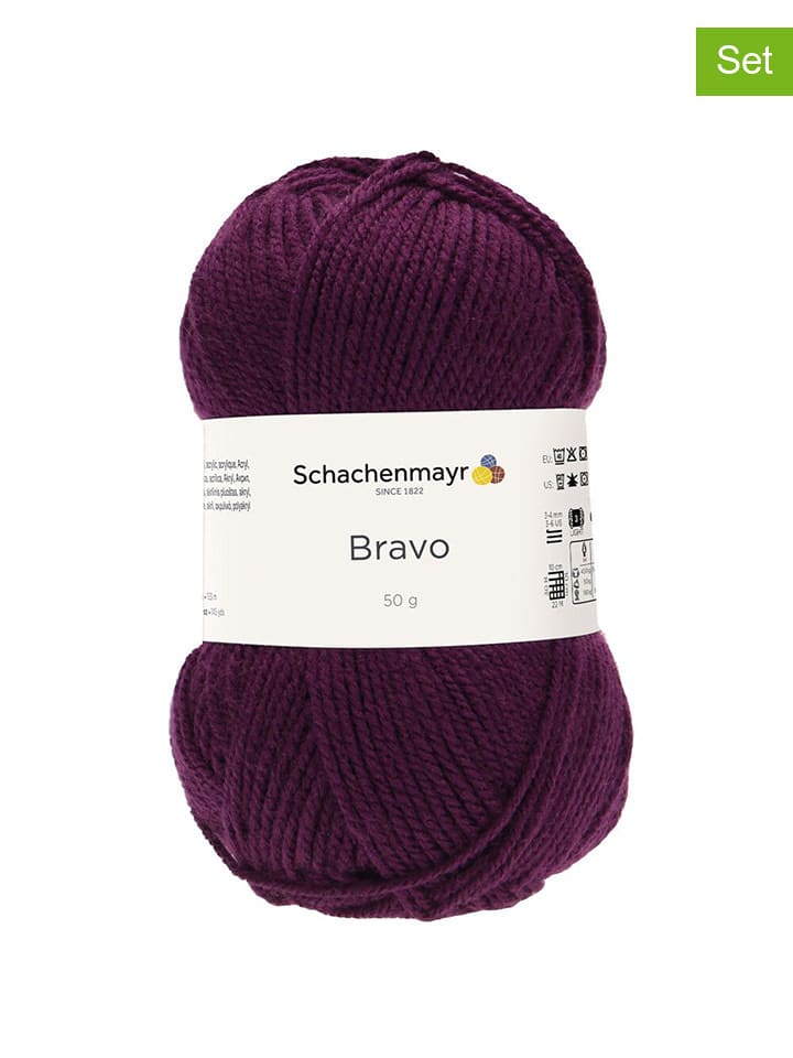 Schachenmayr since 1822 20er-Set: Kunstfasergarne ''Bravo'' in Aubergine - 20x 50 g - 34% | Kreativbedarf-diy