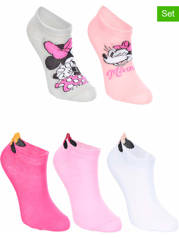 Disney Minnie Mouse 5er-Set: Socken "Minnie" in Rosa/ Pink/ Weiß - 58% | Größe 31-34 | Babysocken-strumpfhosen