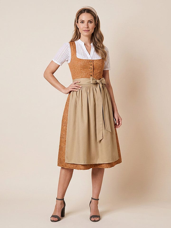 Alpenfee Dirndl ''Brina'' in Hellbraun/ Beige - 64% | Größe 46 | Damen-dirndl