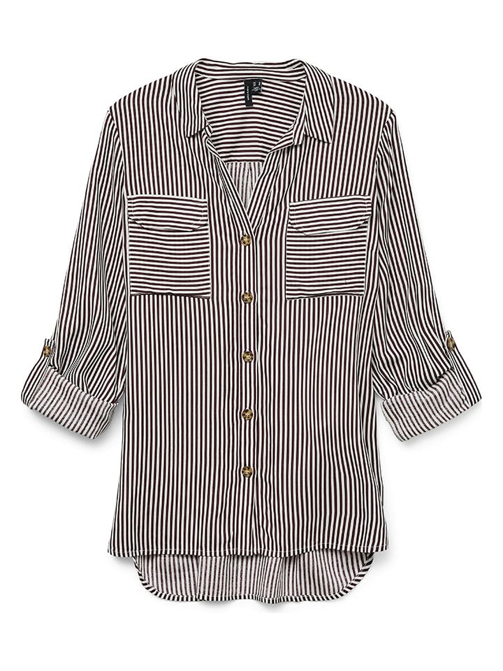 Vero Moda Hemd in Bordeaux/ Weiß - 50% | Größe S | Damen-blusen