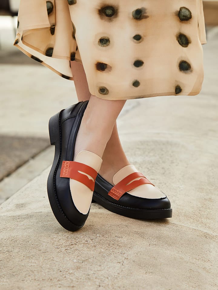 Bellucci Mokassins in Schwarz/ Orange/ Creme - 60% | Größe 38 | Damen-schuhe-halbschuhe