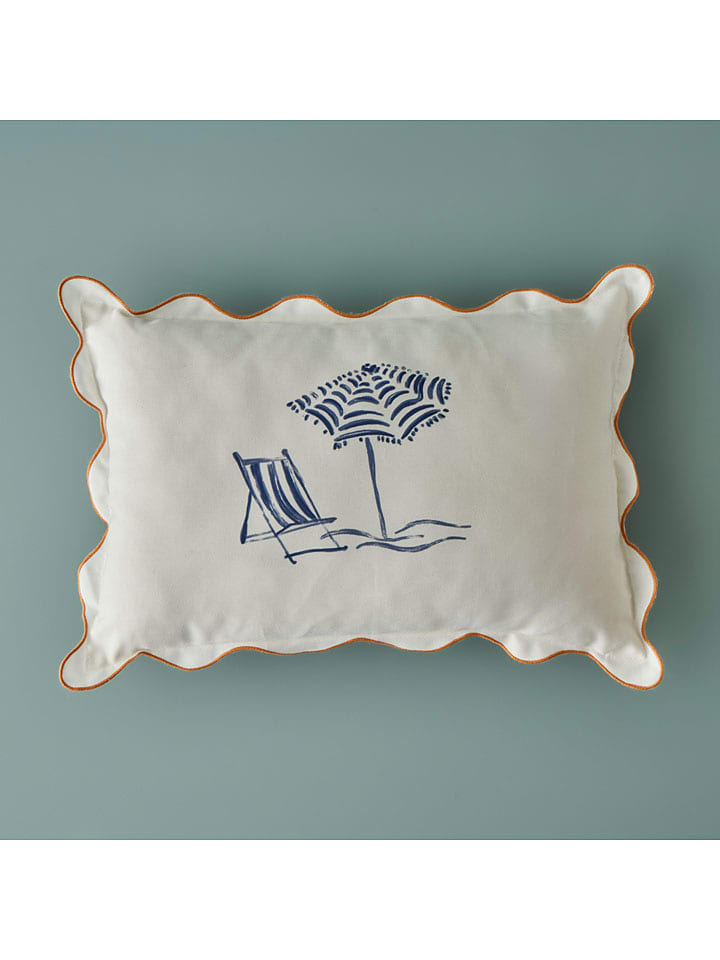 BELLA MAISON Kissenhülle ''Marine'' in Creme/ Blau - (L)35 x (B)50 cm - 64% | Dekokissen
