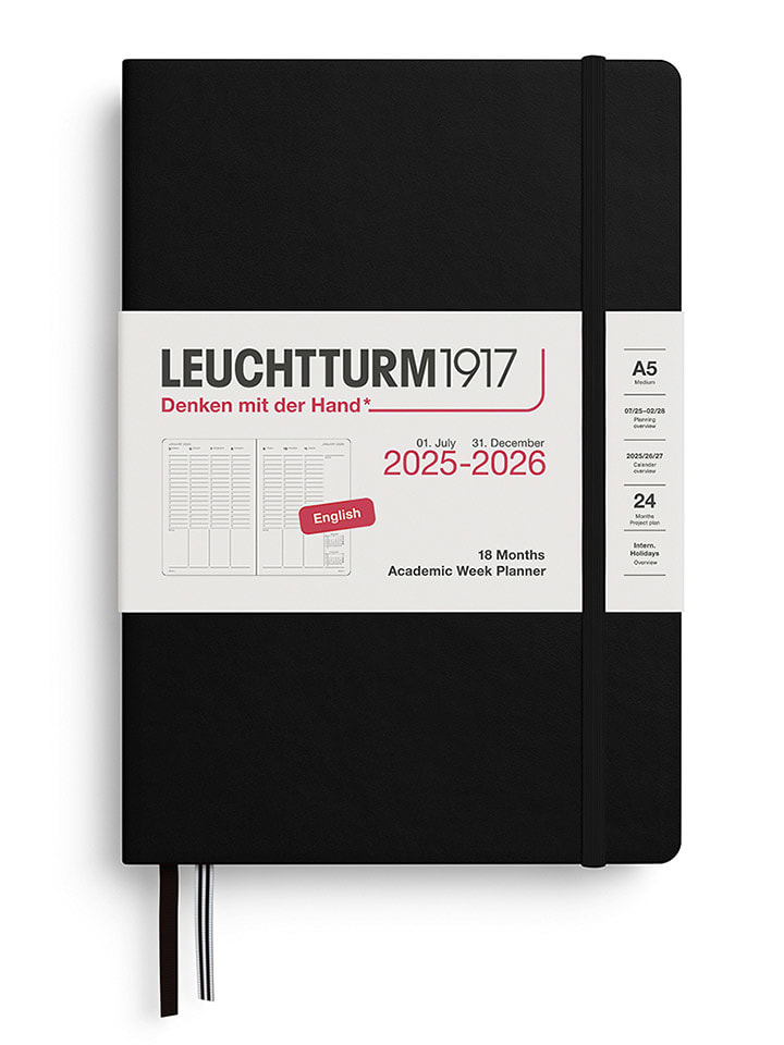 LEUCHTTURM1917 Akademischer Wochenplaner in Schwrz - A5, ENG - 20% | Buero-schulbedarf
