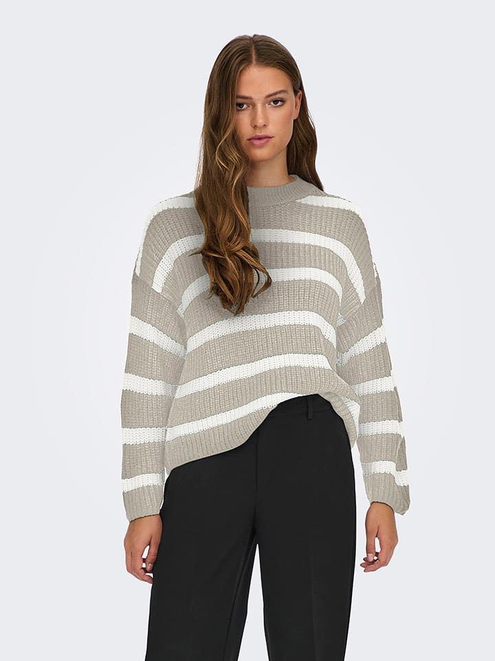 JDY Pullover in Beige/ Weiß - 53% | Größe L | Damen-pullover-cardigans