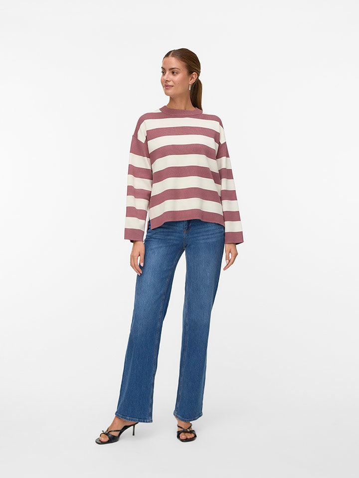 Vero Moda Pullover in Rosa/ Creme - 55% | Größe L | Damen-pullover-cardigans