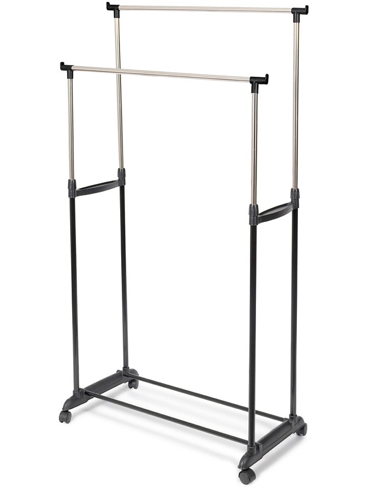 Compactor Kleiderständer "Zeph" in Schwarz/ Silber - (L)78 x (B)42 x (H)165 cm - 44% | Garderoben