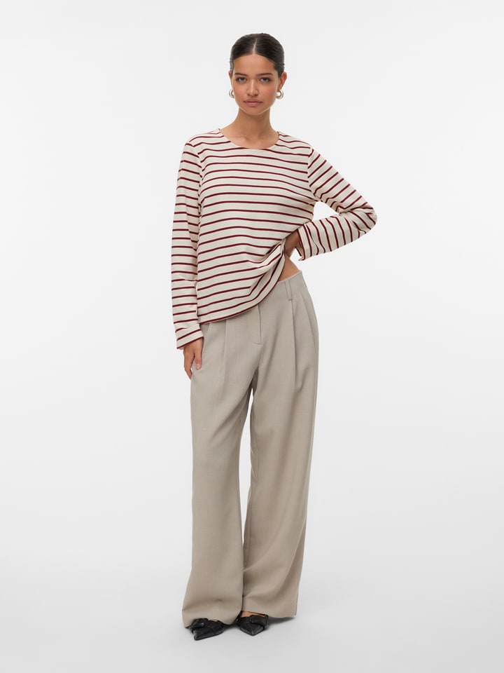 Vero Moda Longsleeve in Beige/ Bordeaux - 65% | Größe S | Damen-tops