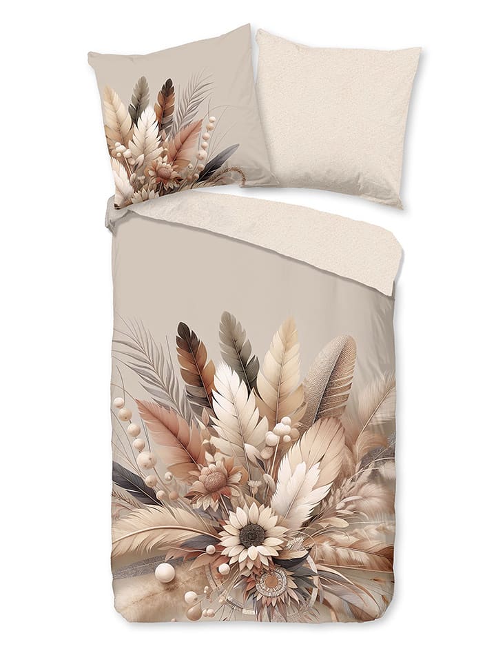 Good Morning Flanell-Bettwäsche-Set "Barro" in Beige - 45% | Größe 155x220 cm | Bettwaesche-bettwaren