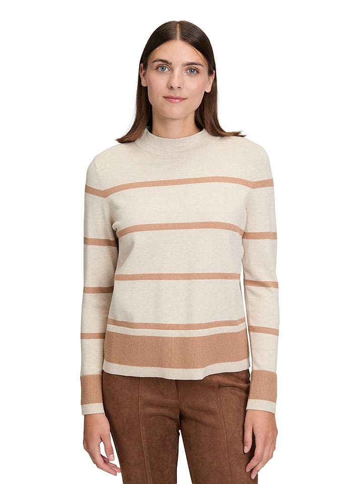 Betty Barclay Pullover in Creme/ Camel - 80% | Größe 38 | Damen-pullover-cardigans