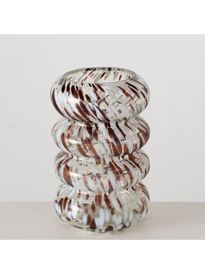 Boltze Vase ''Tocka'' in Weiß/ Braun - (H)28 x Ø 19 cm - 46% | Kerzen-vasen