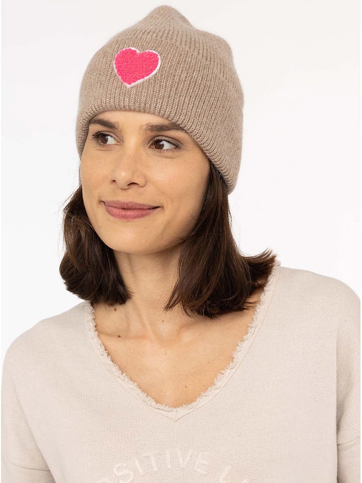 Zwillingsherz Mütze "Flausch-Herz" in Beige - 42% | Damen-muetzen-caps