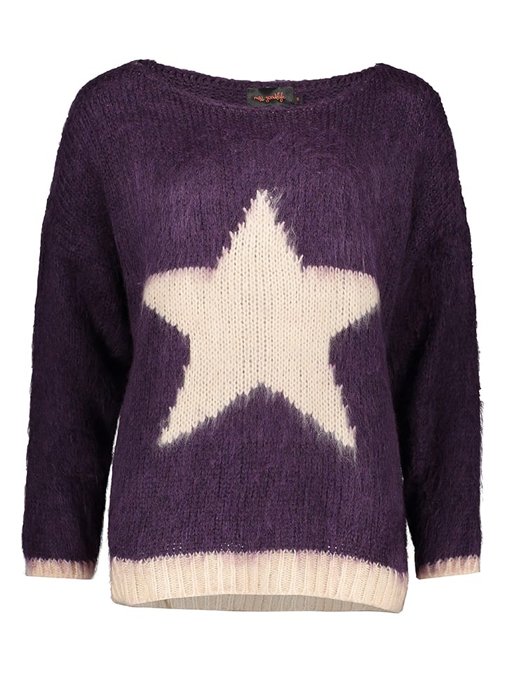 miss goodlife Pullover "Star" in Lila/ Creme - 74% | Größe M | Damen-pullover-cardigans