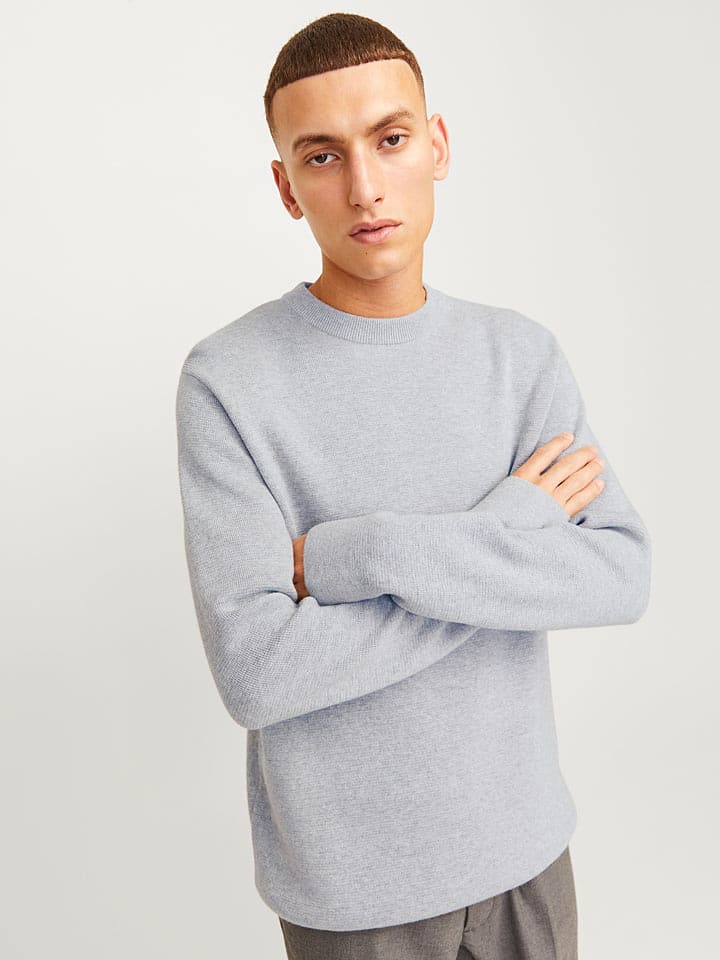 Jack & Jones Pullover "Milano" in Hellgrau - 56% | Größe L | Herren-plussize