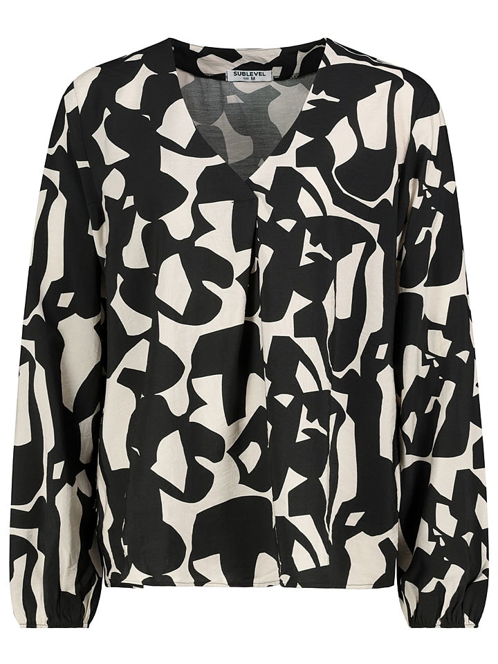Sublevel Bluse in Schwarz/ Creme - 68% | Größe XXL | Damen-blusen