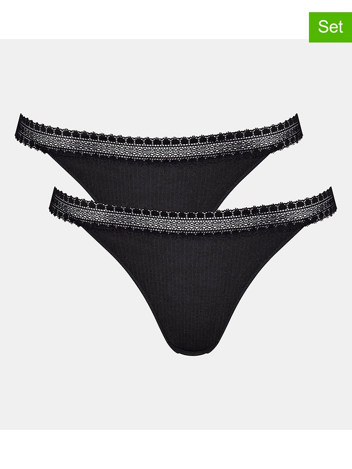 Sloggi 2er-Set: Strings in Schwarz - 52% | Größe S | Damen-unterteile