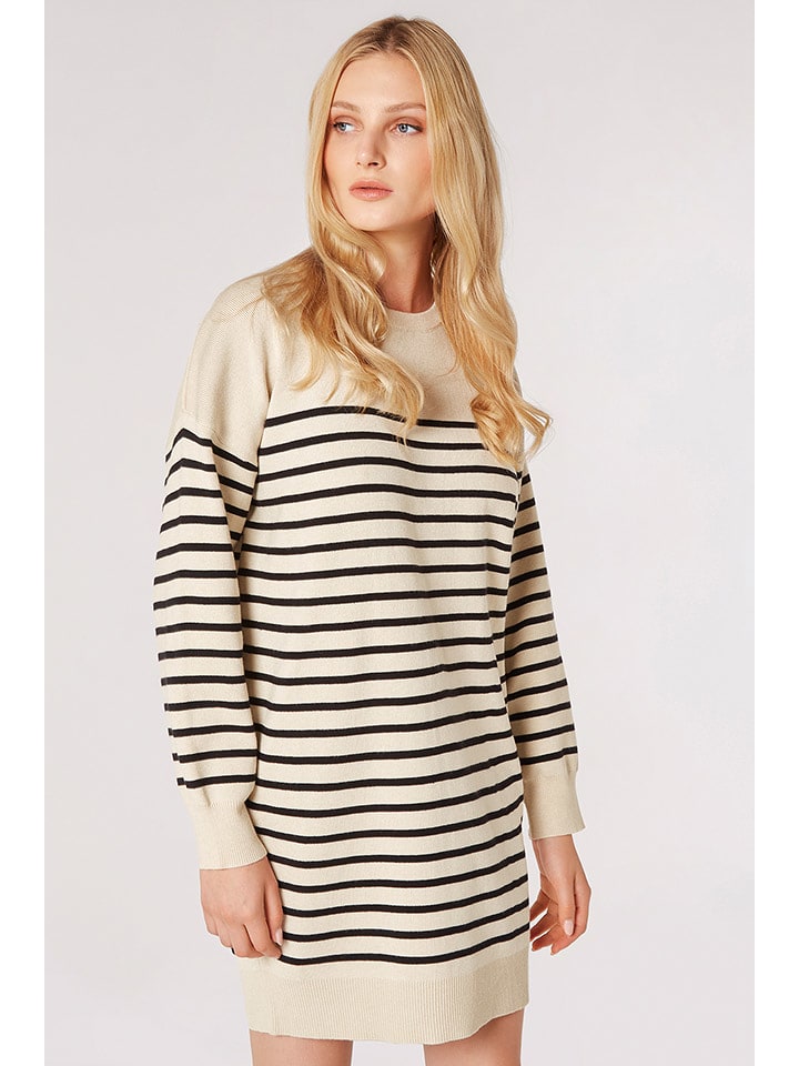 Apricot Kleid in Creme/ Schwarz - 74% | Größe XL | Damen-kleider