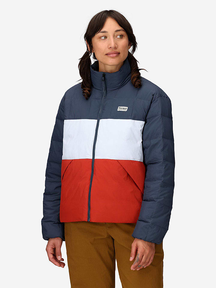 Marmot Steppjacke "Ares" in Dunkelblau/ Weiß/ Rot - 65% | Größe XL | Damenjacken