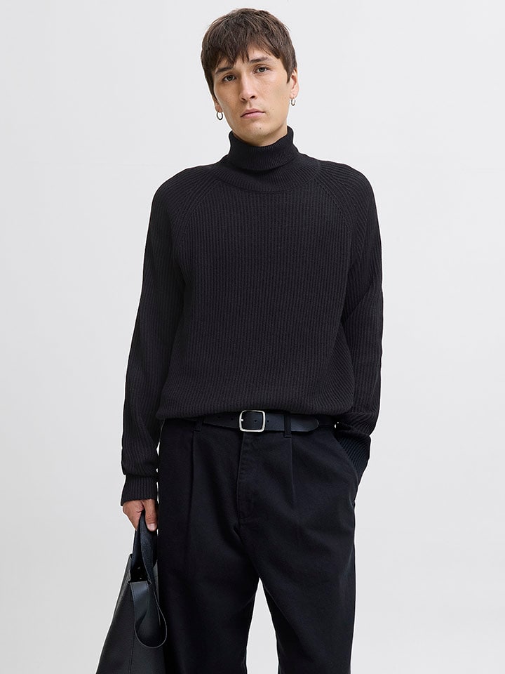Jack & Jones Rollkragenpullover in Schwarz - 57% | Größe M | Herren-plussize