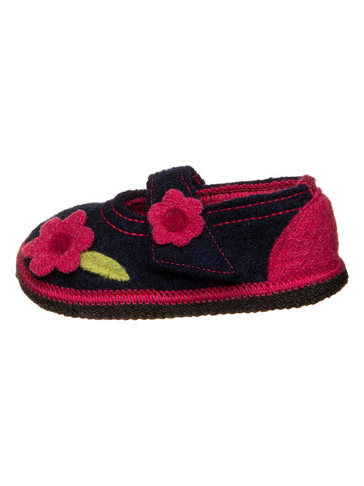 kitz-pichler Hausschuhe "Becky" in Dunkelblau/ Pink - 65% | Größe 28 | Baby-hausschuhe