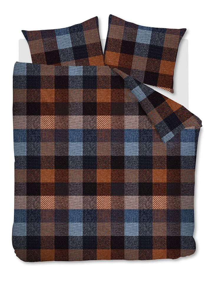 Beddinghouse Flanell-Bettwäsche-Set ''Beckett'' in Braun/ Blau - 47% | Größe 240x200/220 cm | Bettwaesche-bettwaren
