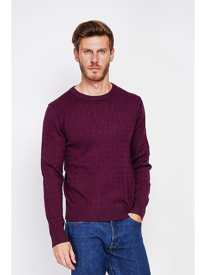 C& Jo Pullover in Bordeaux - 70% | Größe 52 | Herren-plussize