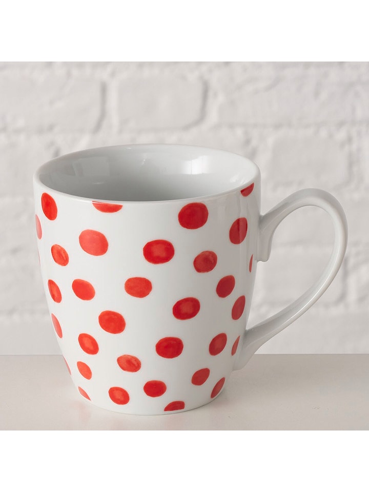 Boltze Jumbotasse "Jingle" in Rot/ Weiß - 480 ml - 15% | Gedeckter-tisch