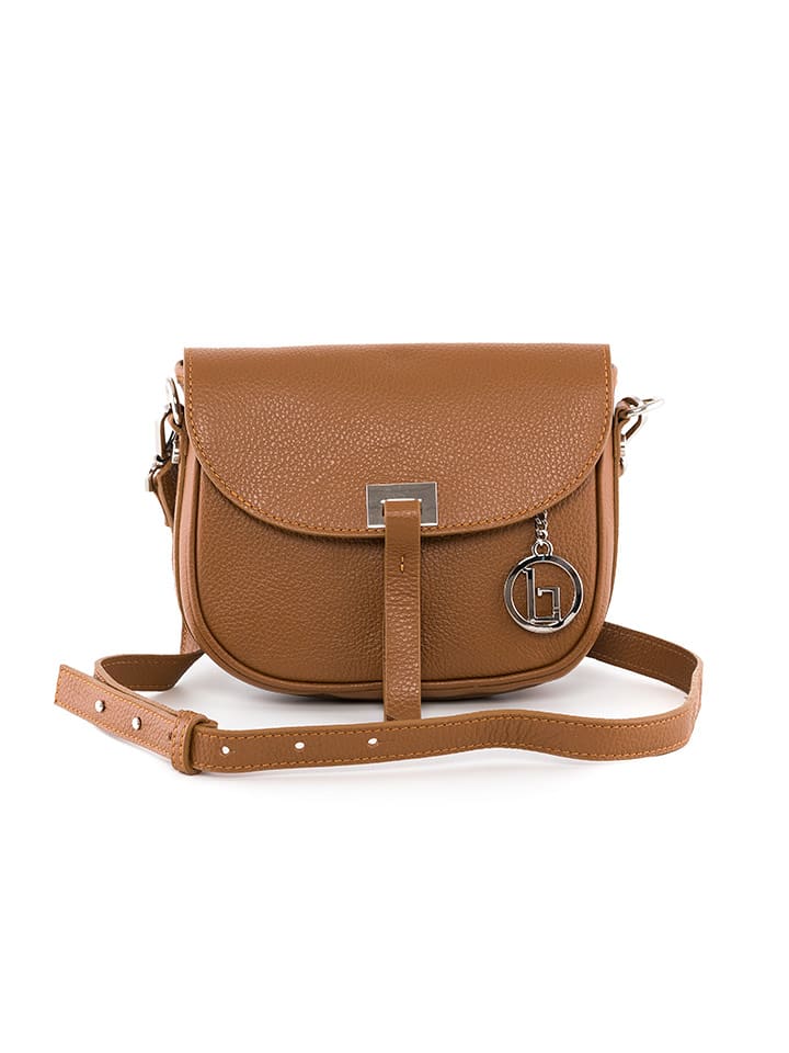 Lia Biassoni Leder-Umhängetasche "Neva" in Cognac - (B)20 x (H)16 x (T)6 cm - 75% | Damen-taschen