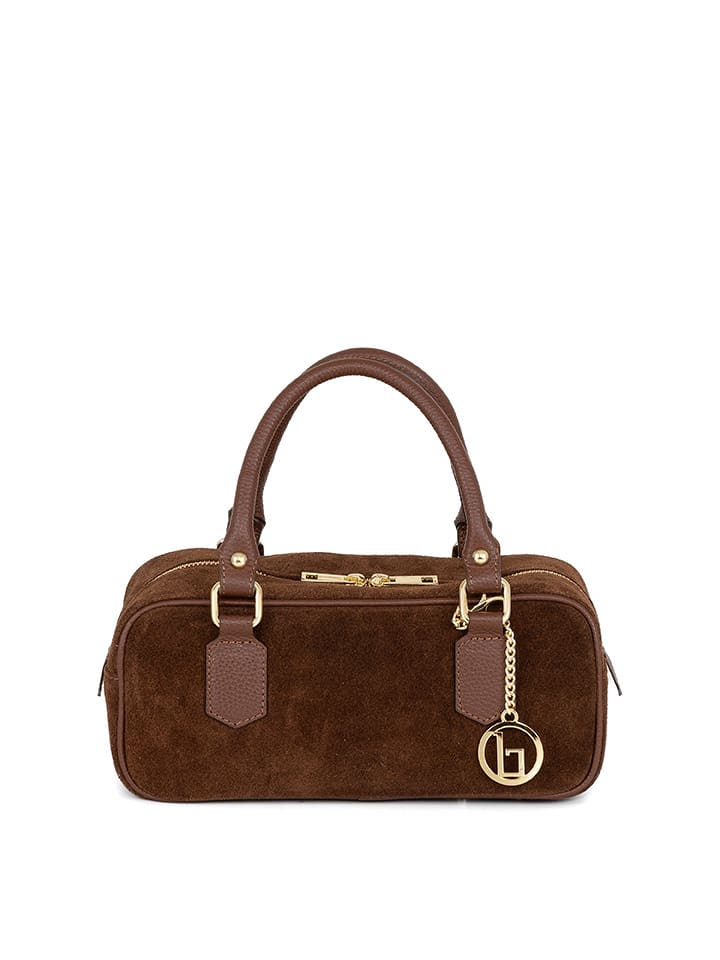 Lia Biassoni Leder-Henkeltasche "Suede" in Braun - (B)27 x (H)14 x (T)12 cm - 75% | Damen-taschen