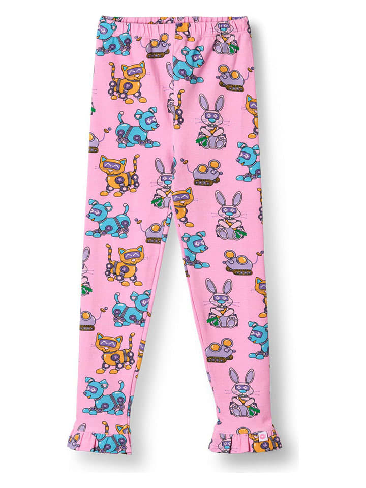 Småfolk Leggings "Roboter-Haustiere" in Rosa - 54% | Größe 122/128 | Babyhosen