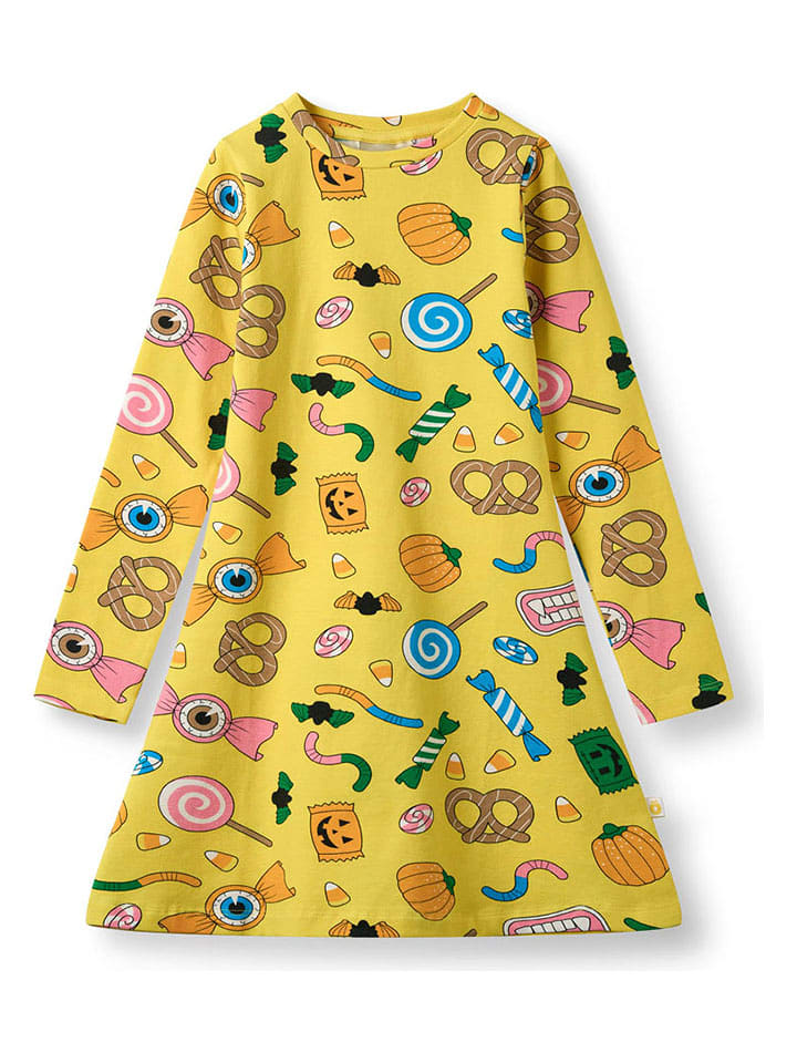 Småfolk Kleid "Halloween-Süßigkeiten" in Gelb - 63% | Größe 104/110 | Baby-kleider-roecke