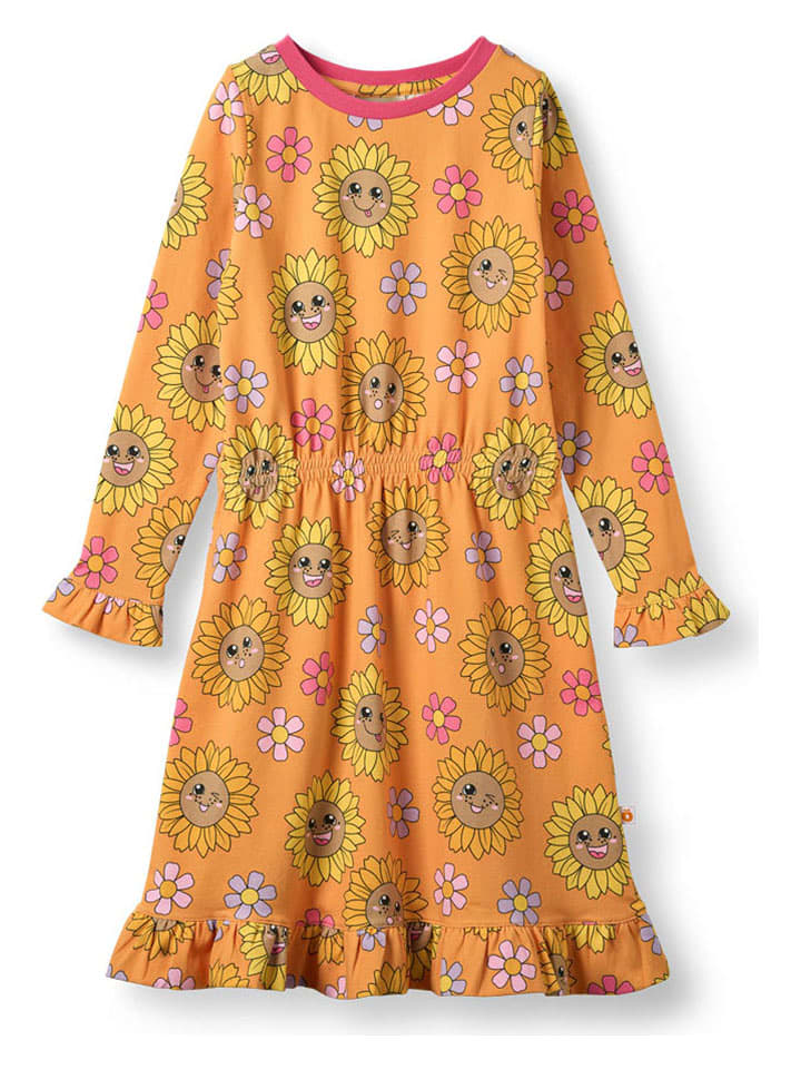 Småfolk Kleid "Sonnenblumen" in Orange - 60% | Größe 98/104 | Baby-kleider-roecke