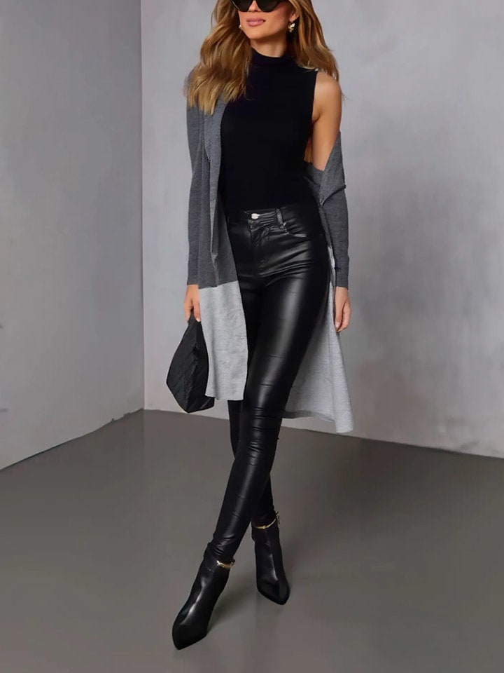 LA Angels Cardigan in Anthrazit/ Hellgrau - 60% | Größe M | Damen-pullover-cardigans