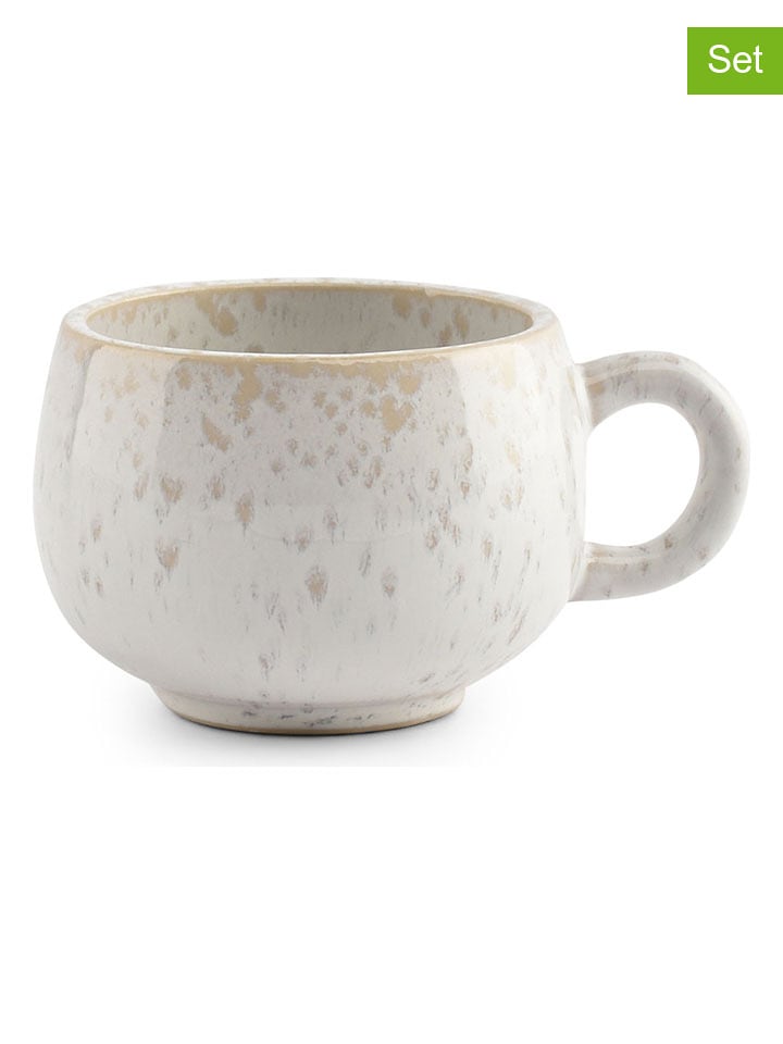 Salt and Pepper 4er-Set: Tassen "Curvy'' in Weiß/ Beige - 80 ml - 36% | Gedeckter-tisch